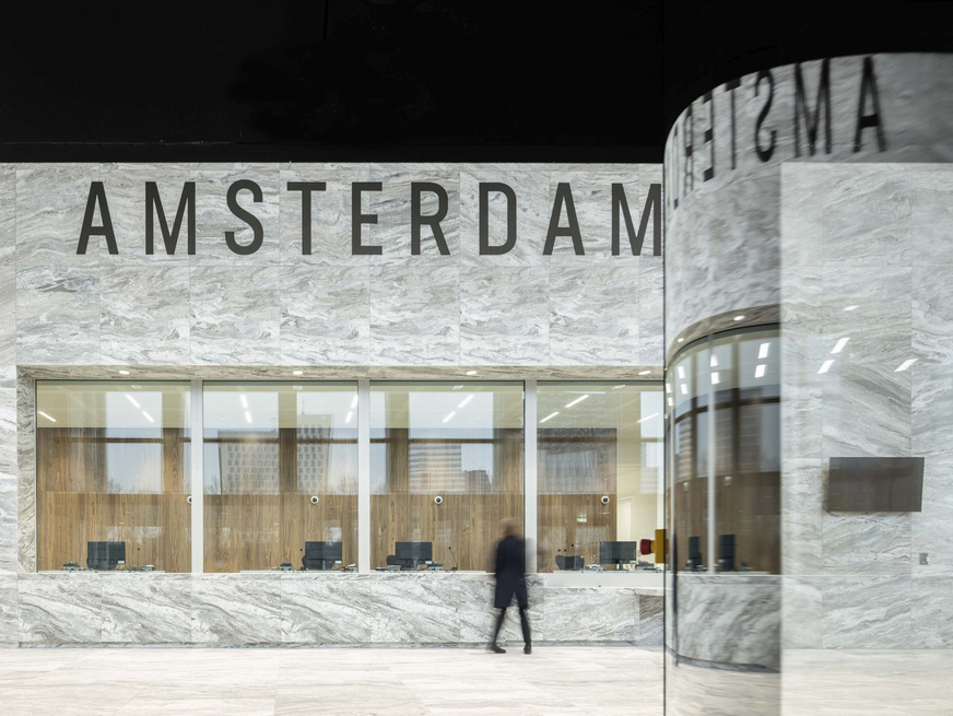 The secure entrance area of the new Amsterdam courthouse.