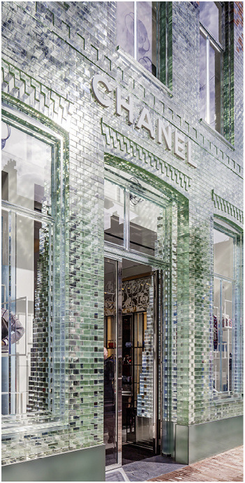 glass blocks engulf bottega veneta's avenue montaigne flagship